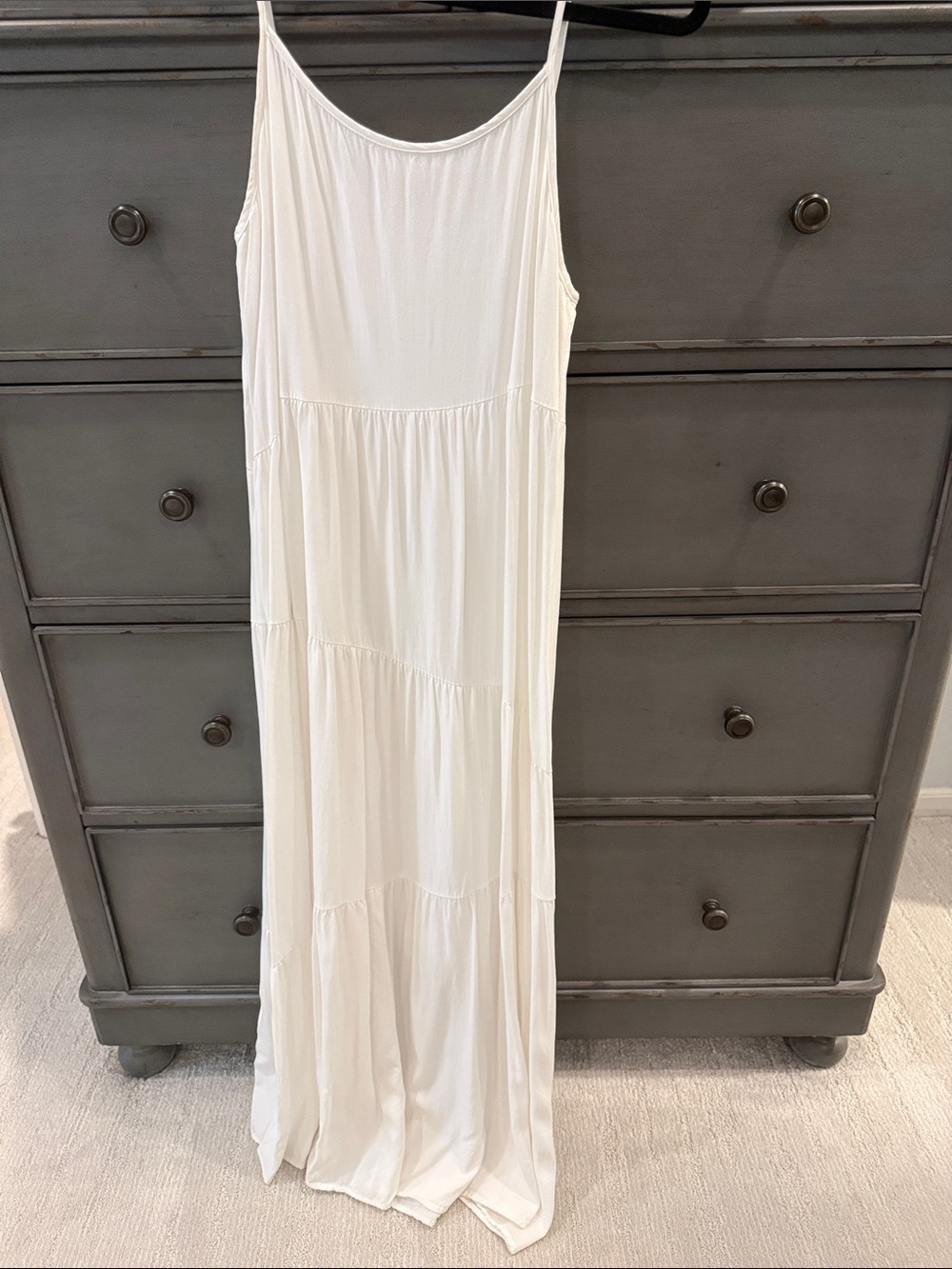 White Sleeveless Tiered Maxi Dress